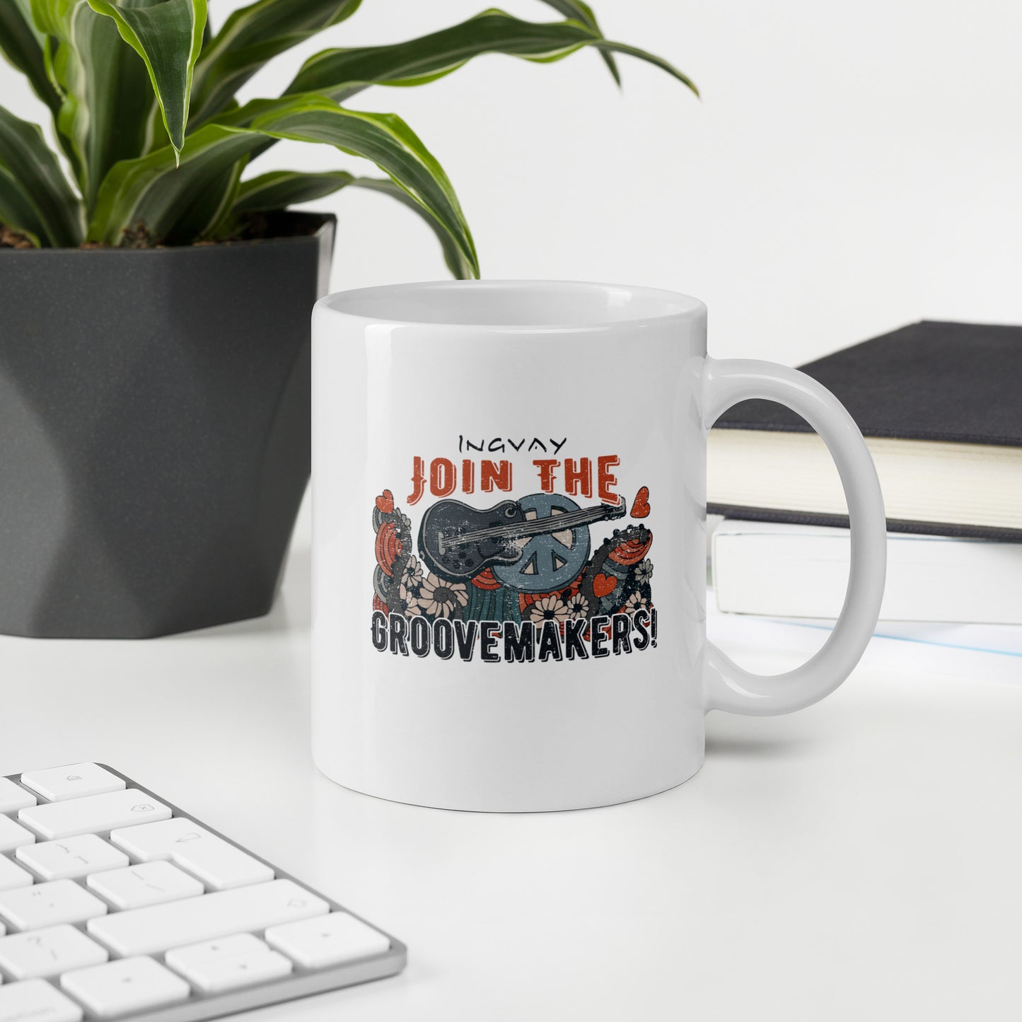 INGVAY "Join The Groovemakers" White glossy mug