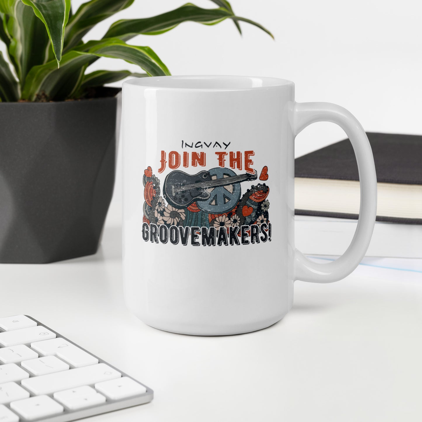 INGVAY "Join The Groovemakers" White glossy mug